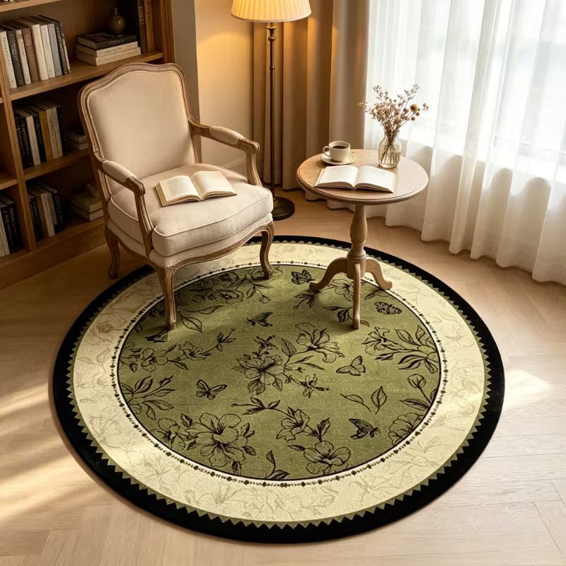 Medieval Style Round Velvet Plush Area Rug