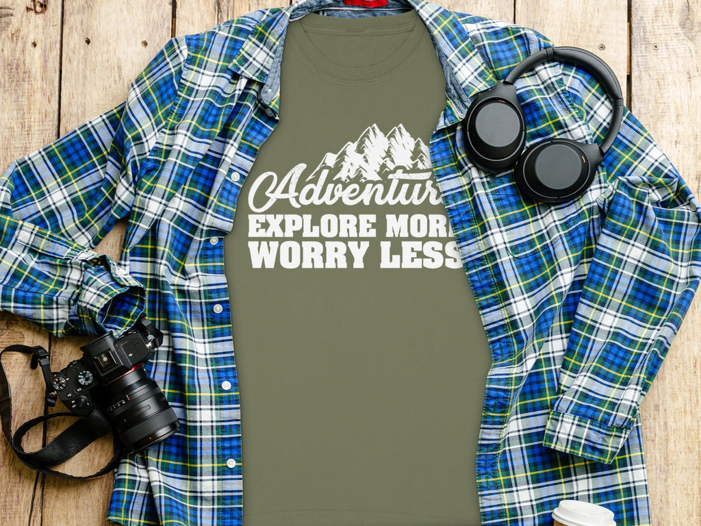 Adventure Explore More Worry Less Graphic Long Sleeve T-Shirt