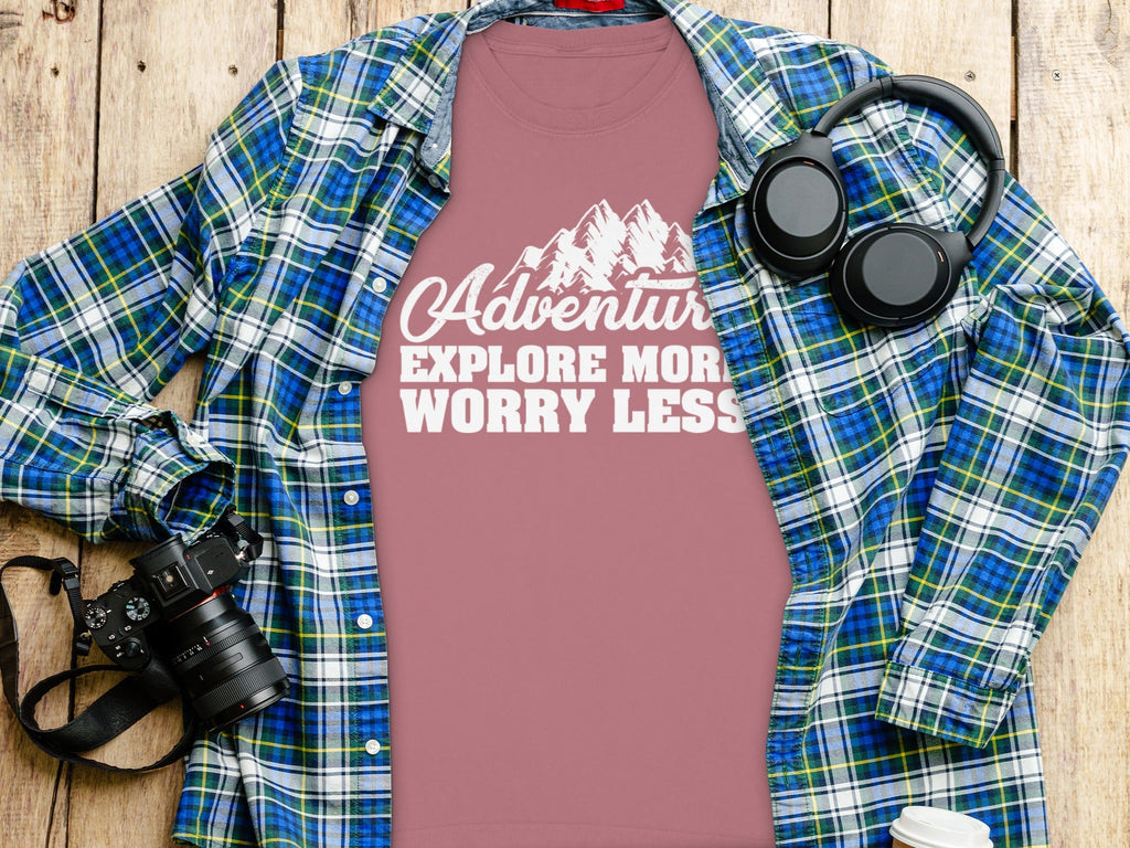 Adventure Explore More Worry Less Graphic Long Sleeve T-Shirt
