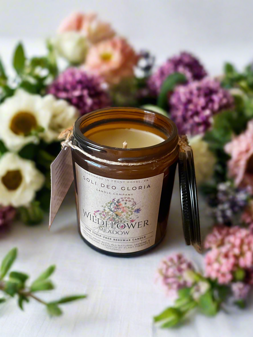 Wildflower Meadow | Floral Beeswax Candle with Organic Essential Oils