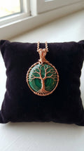 Round Crystal Wire Wrapped Tree Of Life Necklace