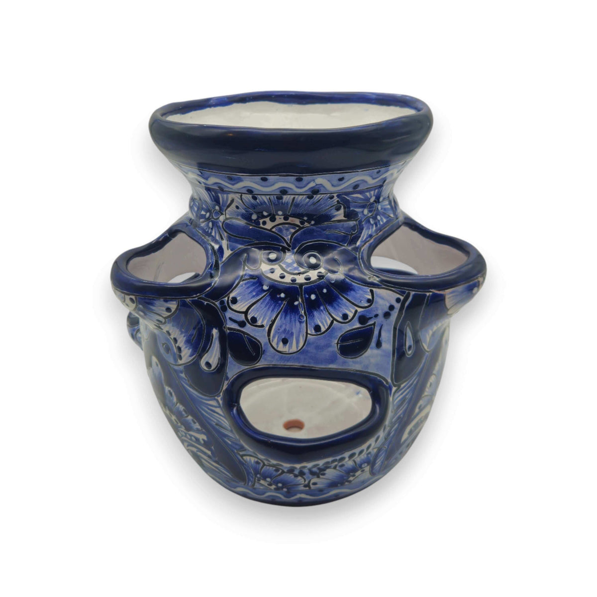 Blue & White Talavera Strawberry Planter | Handmade Mexican Pot