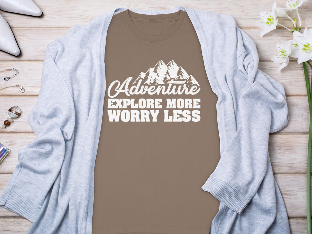 Adventure Explore More Worry Less Graphic Long Sleeve T-Shirt