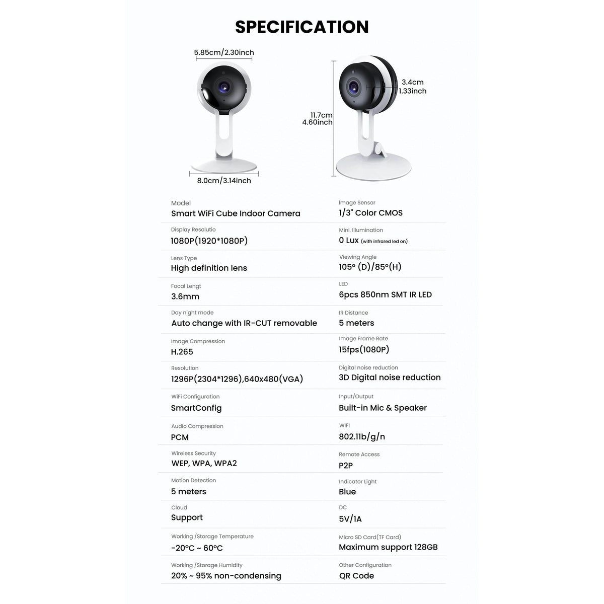 3MP Wireless Smart AI Home Security Camera – Two-Way Audio, Motion Detection, Night Vision